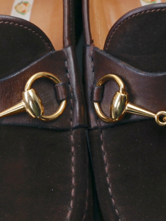 Gucci Vintage  Mens Brown Suede Horsebit Loafers Gold Bit Made In Italy Size 7.5 main image 10